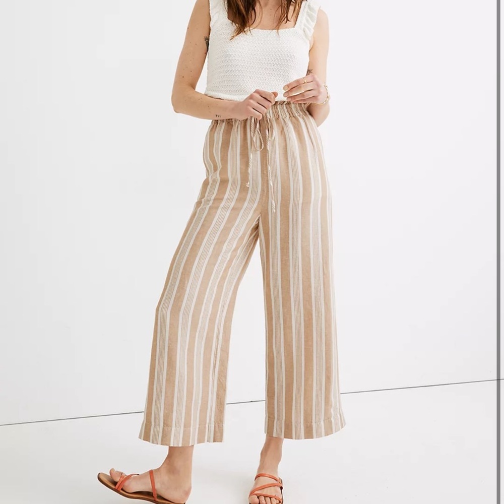 Madewell | Smocked Huston Pull-On Crop Pants in Stripe